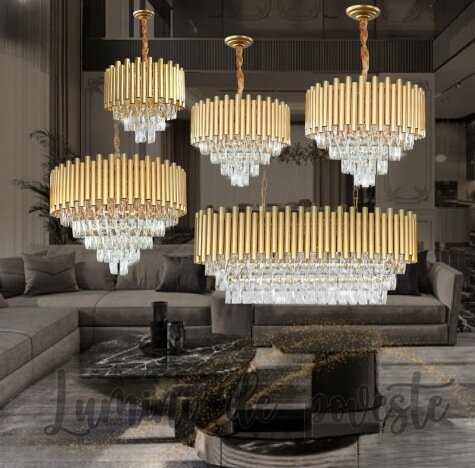 Candelabru Dynasty Gold Dining 80x30, 10 surse de iluminare